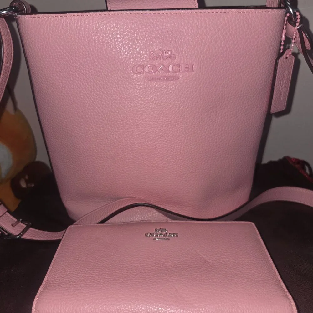 Pink Leather Coach bag and wallet - Picture 2 of 16